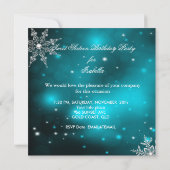 Sweet 16 16th Birthday Blauwgroen Winter Wonderlan Kaart (Achterkant)