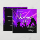 Sweet 16 16th Birthday Paars Rave Dance Party Kaart (Voorkant / Achterkant)