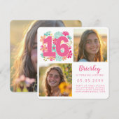 Sweet 16 16th Birthday Party Foto Kaart (Voorkant / Achterkant)