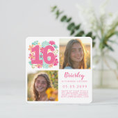 Sweet 16 16th Birthday Party Foto Kaart (Staand voorkant)