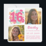 Sweet 16 16th Birthday Party Foto Kaart<br><div class="desc">Mooie,  elegante,  ,  grillige gouden,  felle,  waterverf geschilderde bloemen van artiest Pip die het nummer 16 benadrukken Maak je eigen gepersonaliseerde speciale lieve 16-kaarten,  die voor altijd een aandenken van de dag zullen blijven. U moet de voorbeeldfotografie vervangen door uw eigen.</div>