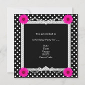 Sweet 16 16th Black White spot Roze floral Tiara Kaart (Achterkant)