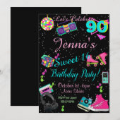 Sweet 16, 80's Invitation, Terug naar de jaren 80, Kaart (Voorkant / Achterkant)