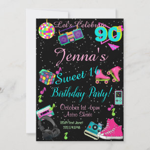 Sweet 16, 80's Invitation, Terug naar de jaren 80, Kaart