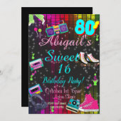 Sweet 16, 80's Invitation, Terug naar de jaren 80, Kaart (Voorkant / Achterkant)