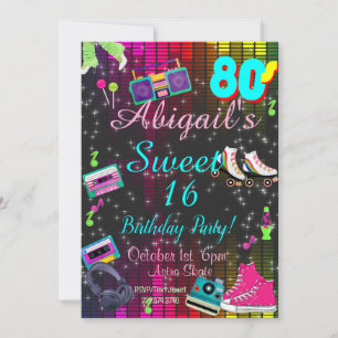 Sweet 16, 80's Invitation, Terug naar de jaren 80, Kaart