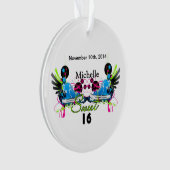 Sweet 16 80's Neon Sneakers Name Date Ornament (voorkant)