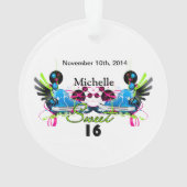 Sweet 16 80's Neon Sneakers Name Date Ornament (achterkant)
