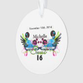 Sweet 16 80's Neon Sneakers Name Date Ornament (voorkant)