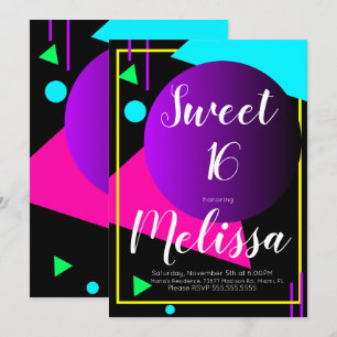 Sweet 16 80s Organisch Neon Lichtgevend in het Don Kaart