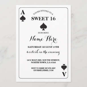 Sweet 16 Ace of Spades Plays Card Vegas Birthday Kaart