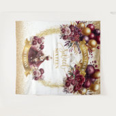 Sweet 16 Achtergrond Bourgondische Ballonnen Goude Wandkleed (Voorkant (horizontaal))