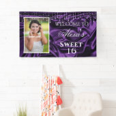 Sweet 16 Afstuderen Paarse Satin Diamond Strings Spandoek (Insitu)