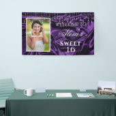 Sweet 16 Afstuderen Paarse Satin Diamond Strings Spandoek (Beurs)