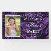 Sweet 16 Afstuderen Paarse Satin Diamond Strings Spandoek (Horizontaal)