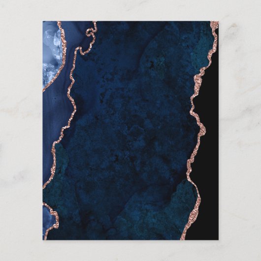 Sweet 16 agate marineblauw roos gouden uitnodiging (Achterkant)