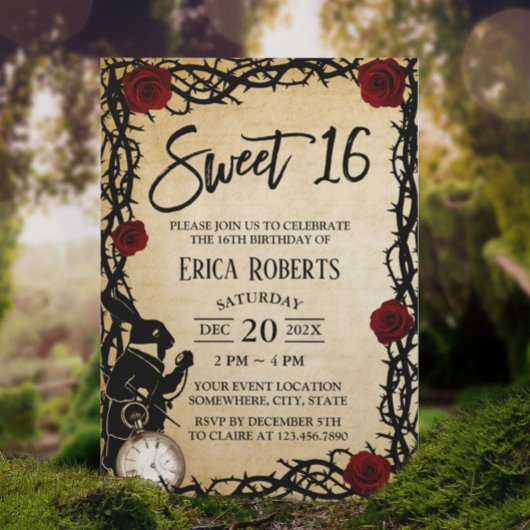 Sweet 16  Alice in Wonderland Birthday Kaart