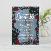 Sweet 16 Alice in Wonderland Dusty Blue Barn Wood Kaart (Staand voorkant)