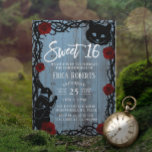 Sweet 16 Alice in Wonderland Dusty Blue Barn Wood Kaart<br><div class="desc">16 Alice in Wonderland Dusty Blue Barn Wood Birthday Invitations.</div>