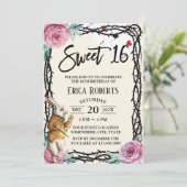 Sweet 16 Alice in Wonderland Floral Thorn Kaart (Staand voorkant)