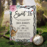 Sweet 16 Alice in Wonderland Floral Thorn Kaart<br><div class="desc">Sweet 16 Cute Alice in Wonderland Birthday Invitations.</div>