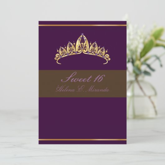 Sweet 16/amethyst tiara kaart (Staand voorkant)
