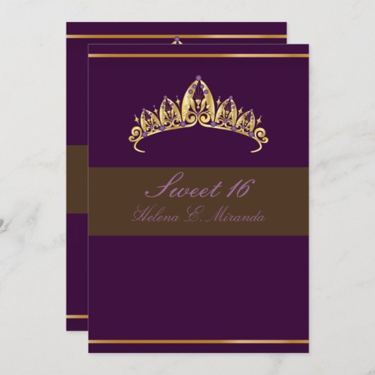 Sweet 16/amethyst tiara kaart (Voorkant / Achterkant)