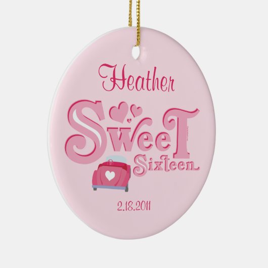 Sweet 16 Auto Heart Personalized Ornament (Rechts)