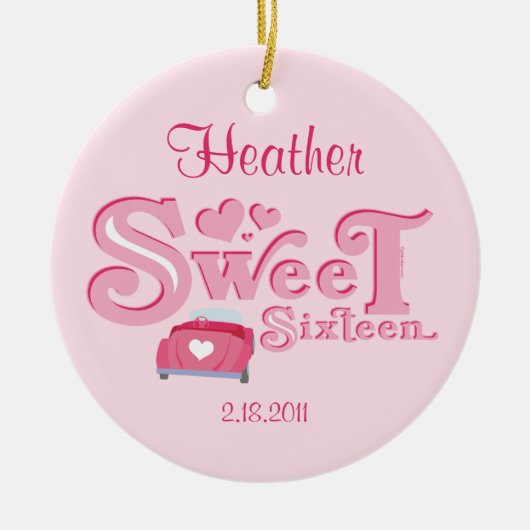 Sweet 16 Auto Heart Personalized Ornament (Voorkant)