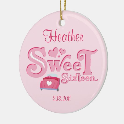 Sweet 16 Auto Heart Personalized Ornament (Links)