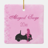 Sweet 16-auto, roze roze zwart, zoet zestien keramisch ornament (Achterkant)