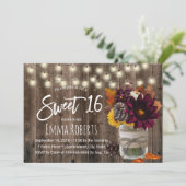 Sweet 16 Autonome Floral Jar Barn Wood Kaart (Staand voorkant)