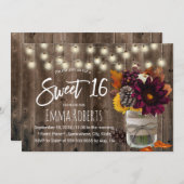 Sweet 16 Autonome Floral Jar Barn Wood Kaart (Voorkant / Achterkant)