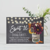 Sweet 16 Autonome Floral Mason Jar Chalkboard Kaart (Staand voorkant)