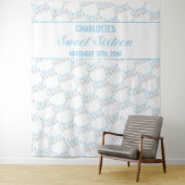 Sweet 16 Baby Blue Silver Birthday Party Backdrop Wandkleed (In situ)