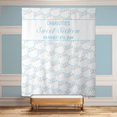 Sweet 16 Baby Blue Silver Birthday Party Backdrop Wandkleed