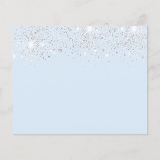 Sweet 16 baby blue zilveren glitter save the date (Achterkant)