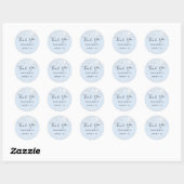 Sweet 16 babyblauw zilver glitter stof Dank u wel Ronde Sticker (Vel)