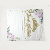 Sweet 16 Backdrop Gold Tiara Lavender Floral Wandkleed (Voorkant (horizontaal))