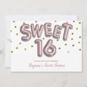 Sweet 16 Ballon Roos Gold Birthday Party PHOTO Kaart (Voorkant)
