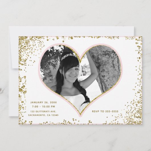 Sweet 16 Ballon Roos Gold Birthday Party PHOTO Kaart (Achterkant)