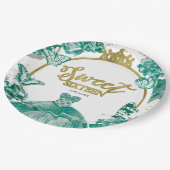 Sweet 16 ballon vlinder smaragd groene jurk papieren bordje (Gekanteld)