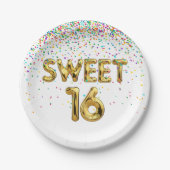 Sweet 16 ballonnen en Confetti papier Bord (Voorkant)