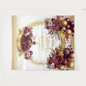 Sweet 16 Banner Bourgondische jurk Glitter Gold Wandkleed (Voorkant (horizontaal))