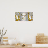 Sweet 16 Banner Poster Gold Silver (Keuken)