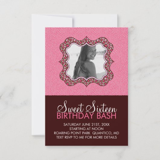 Sweet 16 Bash Photo Card-uitnodigingen op zaterdag Kaart (Voorkant)