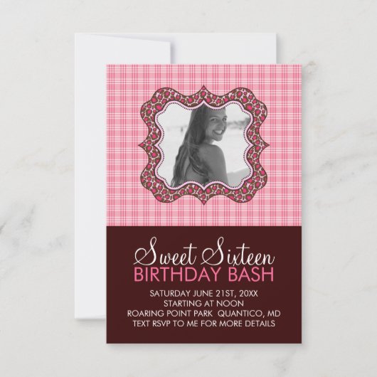 Sweet 16 Bash Photo Card-uitnodigingen op zaterdag Kaart (Voorkant)