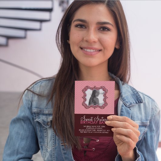 Sweet 16 Bash Photo Card-uitnodigingen op zaterdag Kaart