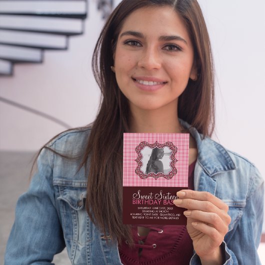 Sweet 16 Bash Photo Card-uitnodigingen op zaterdag Kaart