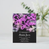 Sweet 16-Bday Colorful Neon Glow Budget Invitation (Staand voorkant)